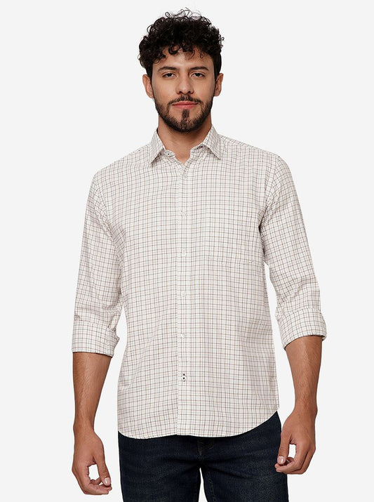 White Checked Smart Fit Semi Casual Shirt | Pehervi
