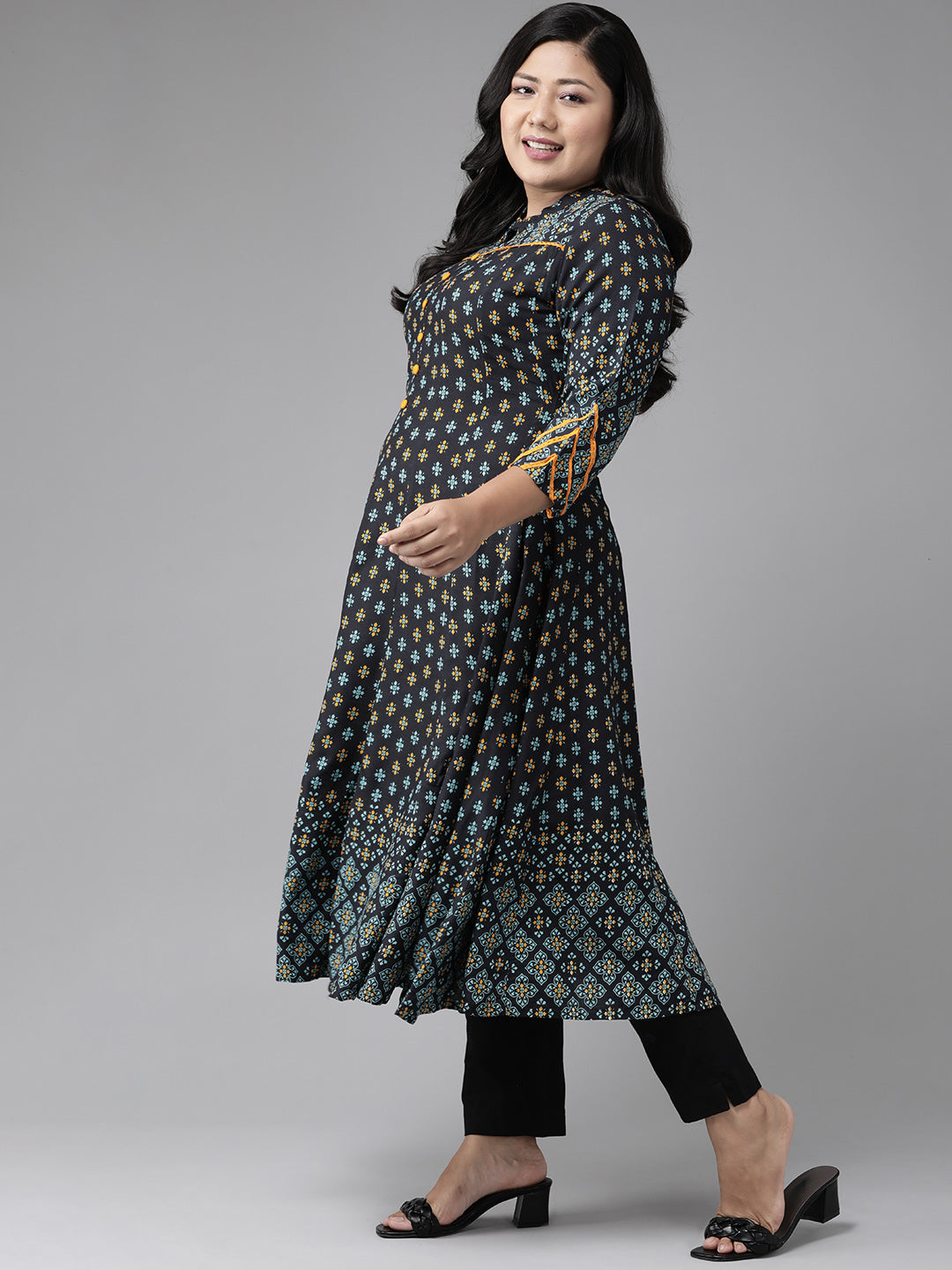 Rayon Floral Printed Anarkali Kurta