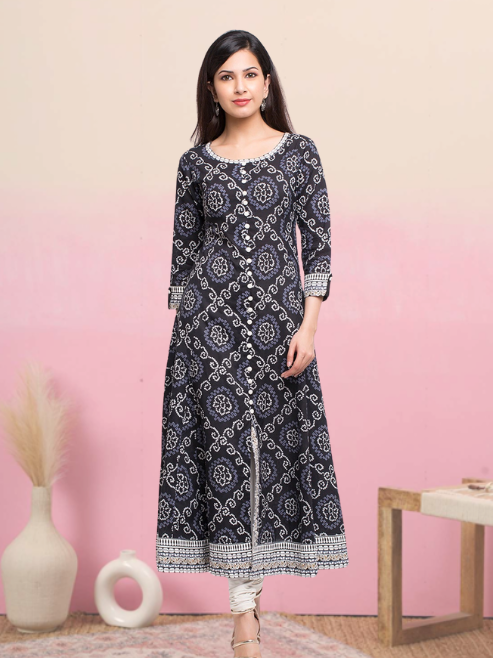Bandhni Print Flared Kurta