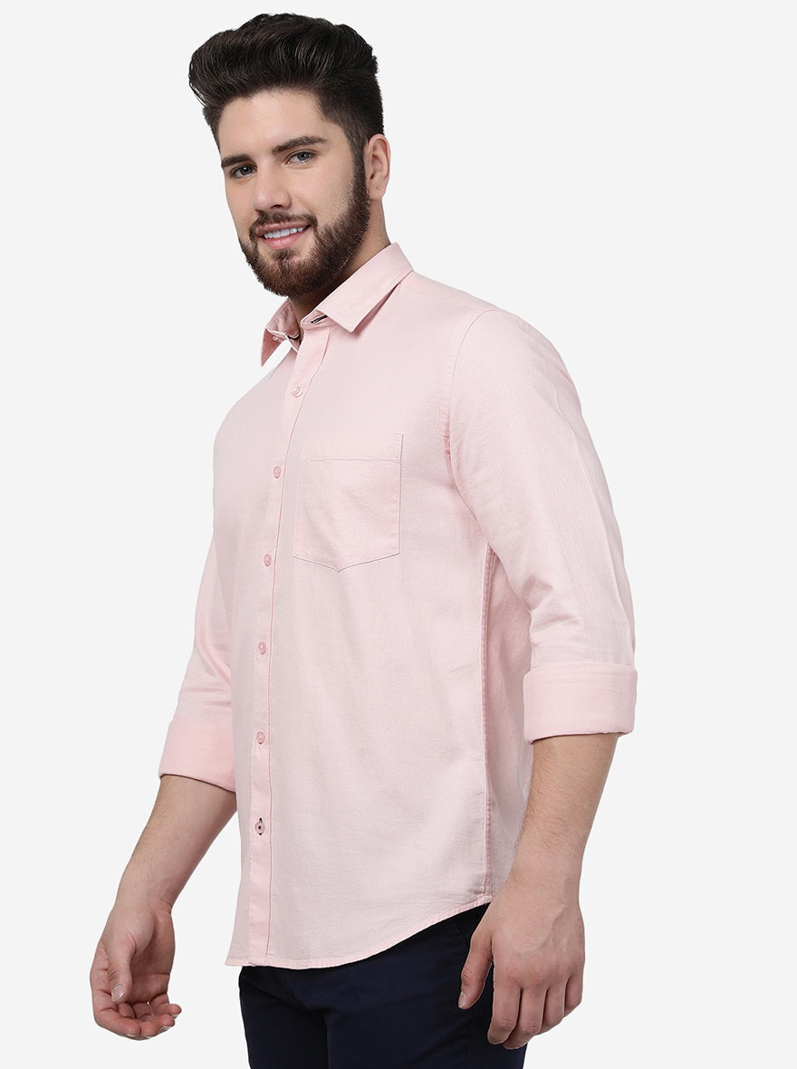 Potpourri Pink Solid Smart Fit Semi Casual Shirt | Pehervi