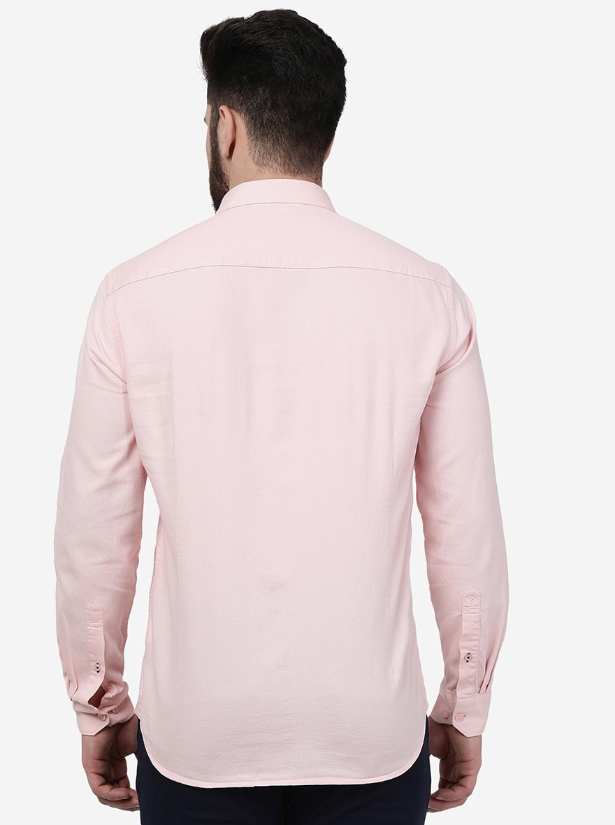 Potpourri Pink Solid Smart Fit Semi Casual Shirt | Pehervi
