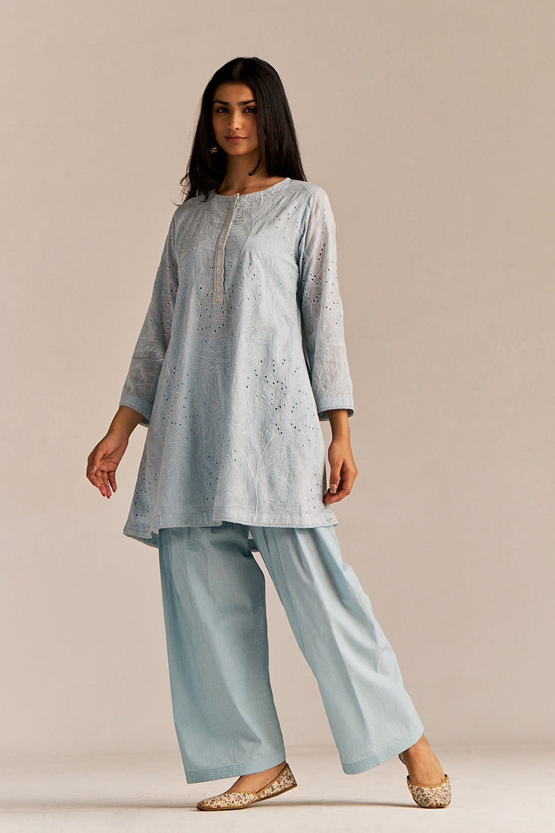 Powder Blue Embroidered Kurta Set