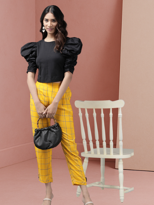 Rayon Checks Printed Regular Fit Casual Trouser Pants