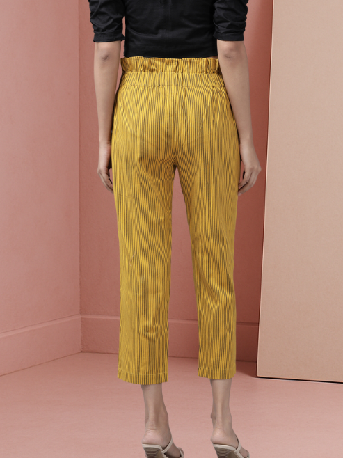 Cotton Flex Stripe Printed Regular Fit Casual Trouser Pants