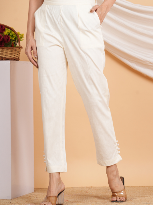 Fashion Plus Store Women's Offwhite Lycra Trouser (Offwhite)