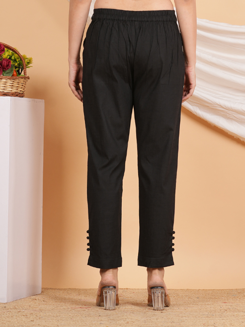 Fashion Plus Store Women's Black Lycra Trouser (Black)