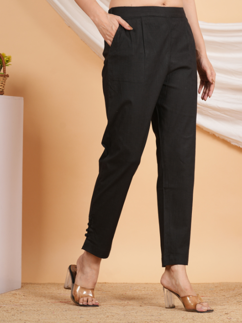 Fashion Plus Store Women's Black Lycra Trouser (Black)