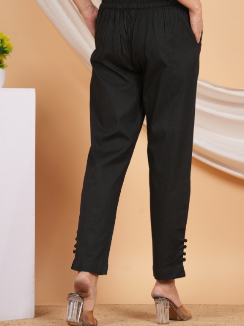 Fashion Plus Store Women's Black Lycra Trouser (Black)