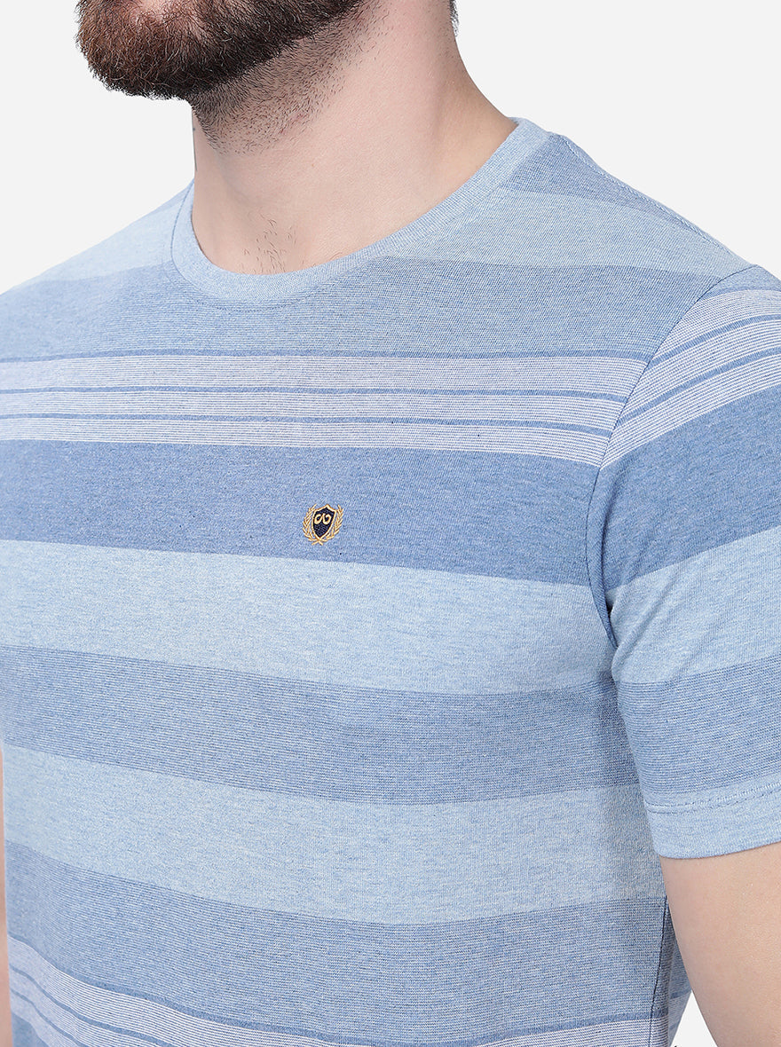 Blue Striped Slim Fit T-Shirt | pehervi