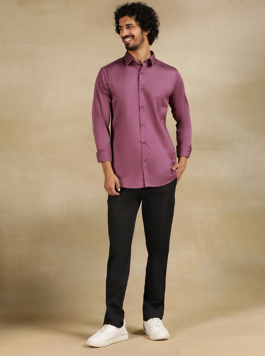 Purple Solid Slim Fit Casual Shirt | pehervi