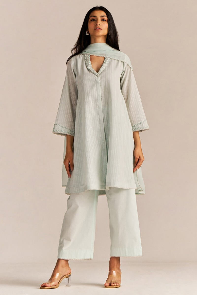 Soothing Sea Woven Cotton Kurta Set