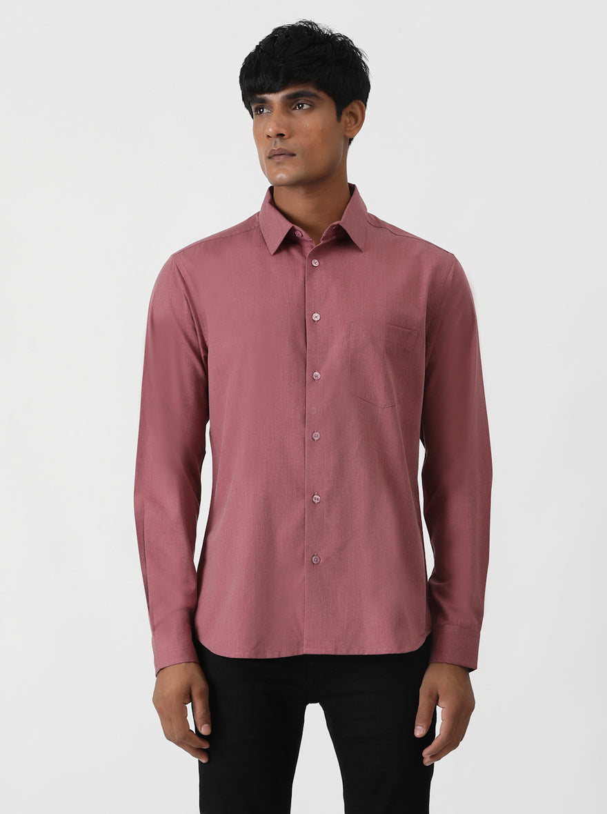 Pink Solid Slim Fit Casual Shirt | pehervi