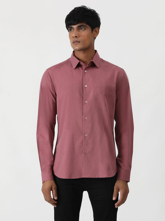 Pink Solid Slim Fit Casual Shirt | pehervi