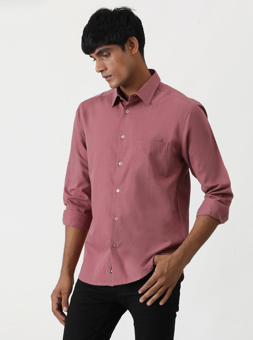 Pink Solid Slim Fit Casual Shirt | pehervi