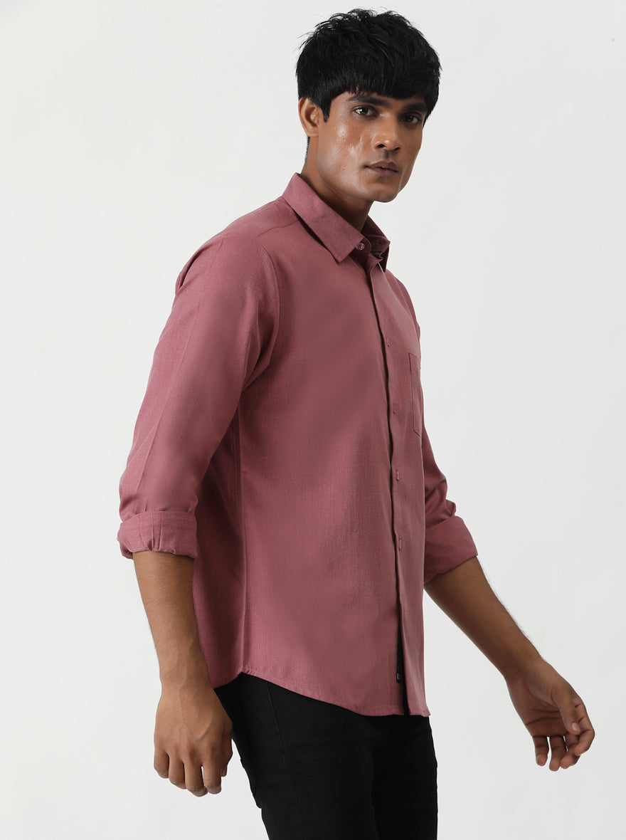 Pink Solid Slim Fit Casual Shirt | pehervi