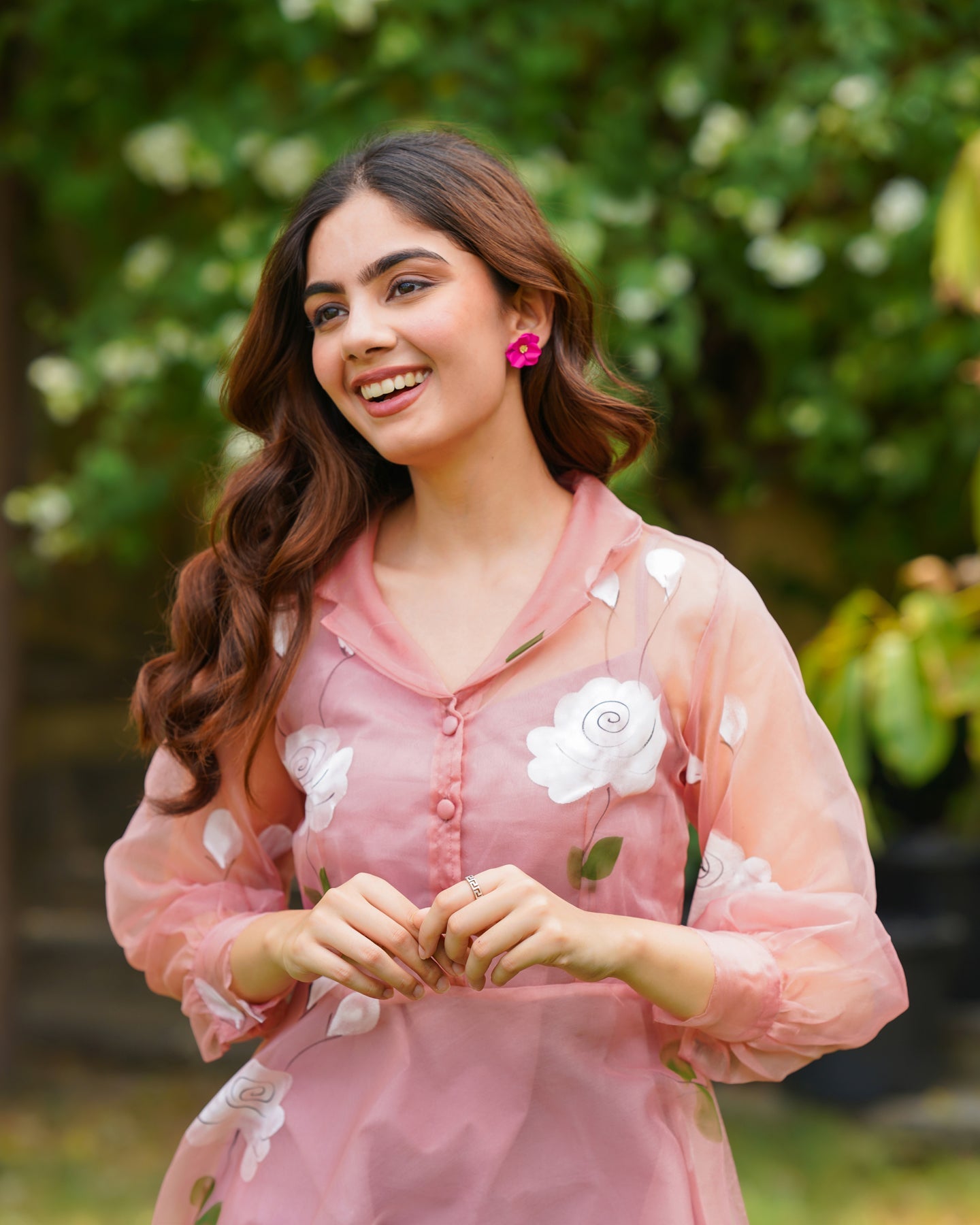 Rose Handpainted Organza Dress