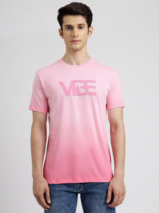 Pink Printed Slim Fit T-Shirt | pehervi