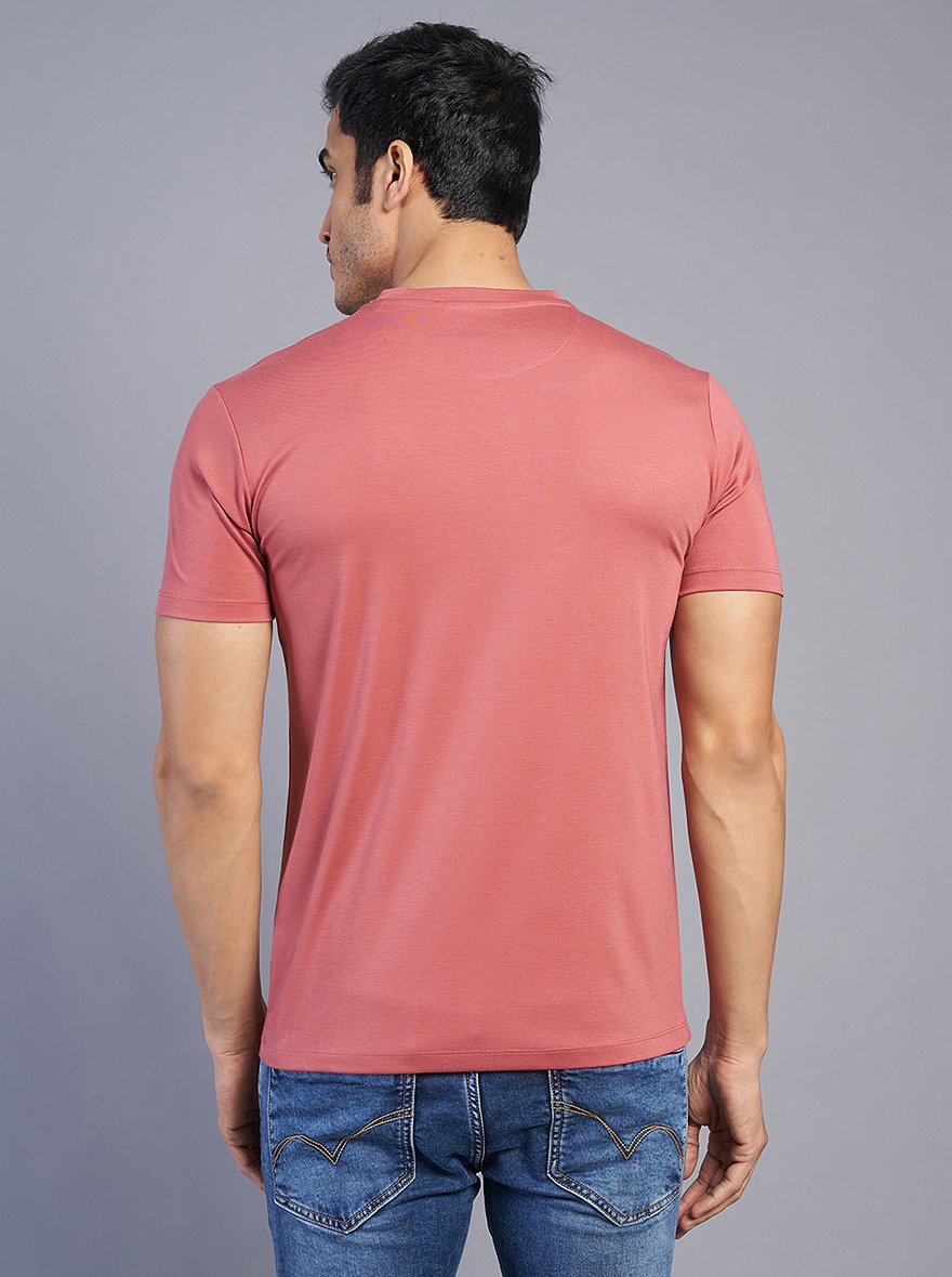 Pink Printed Slim Fit T-Shirt | pehervi