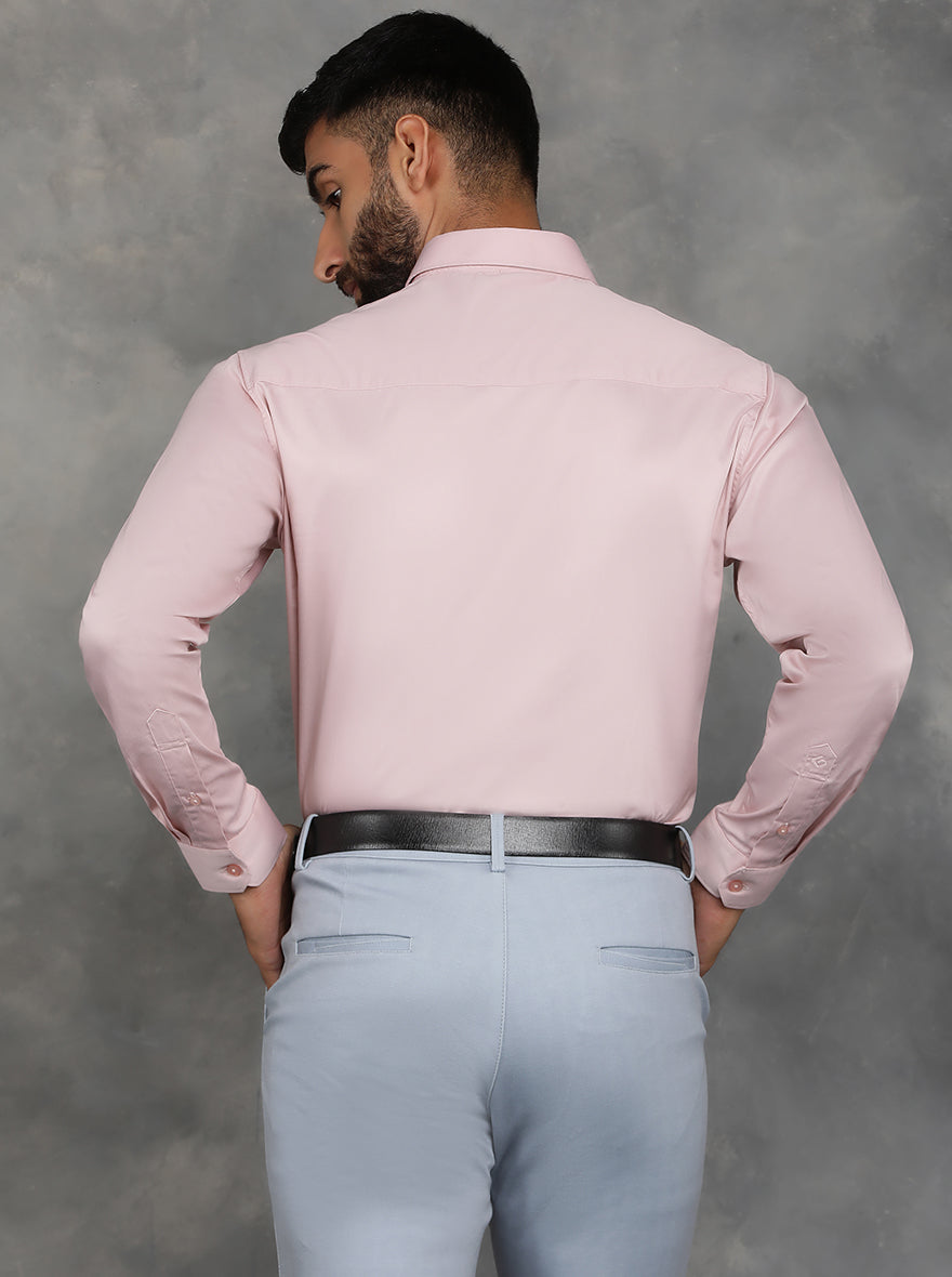 Pink Solid Slim Fit Casual Shirt | pehervi
