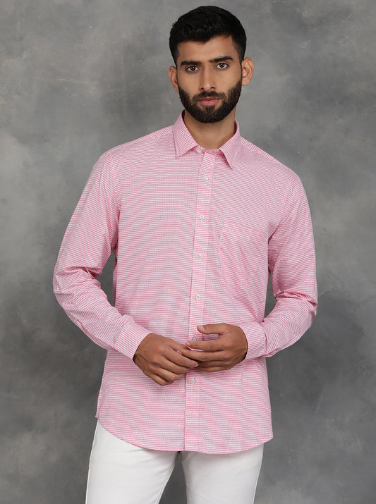 Pink Checked Smart Fit Semi Casual Shirt | Pehervi