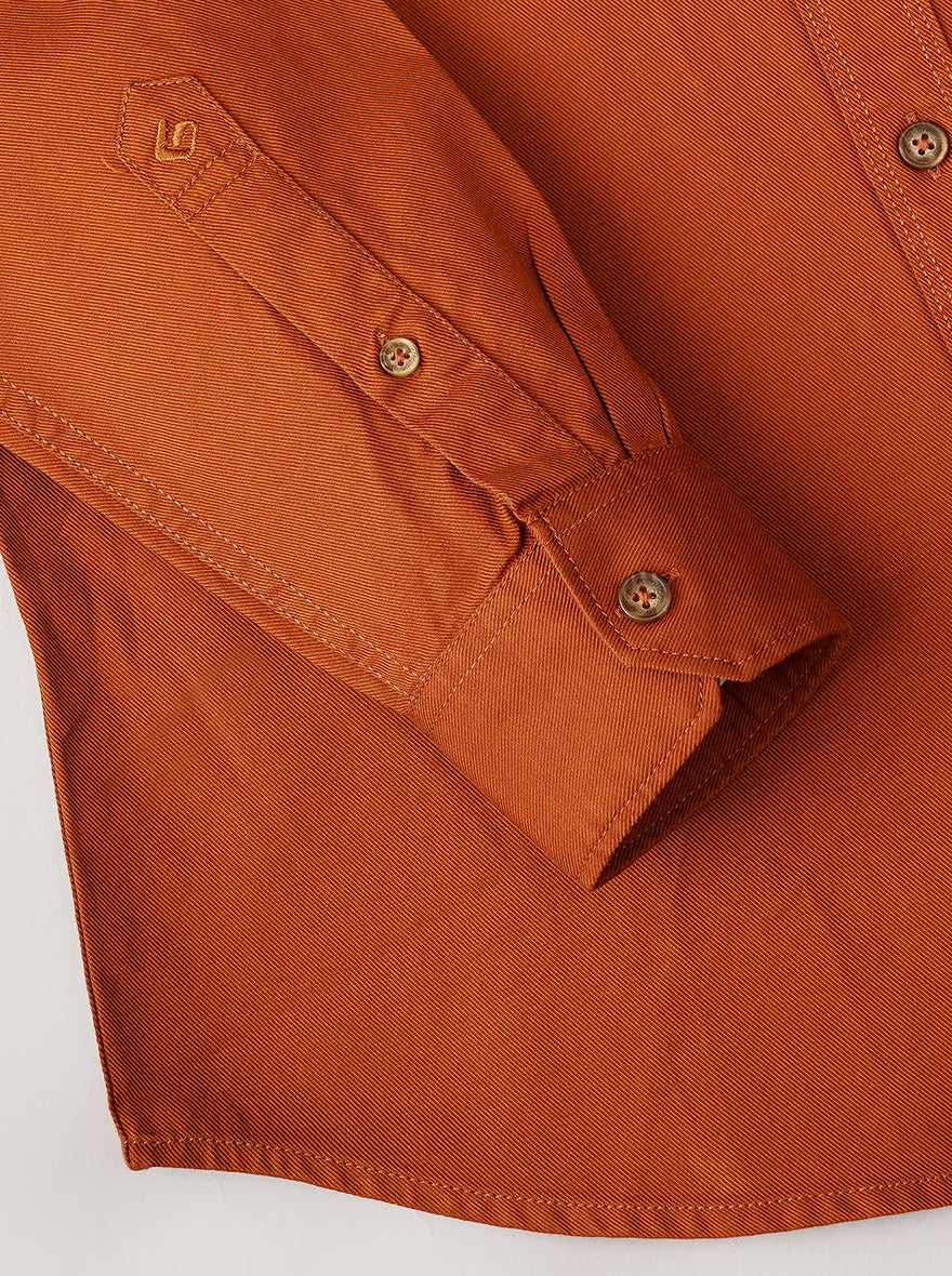 Rust Solid Slim Fit Casual Shirt | pehervi