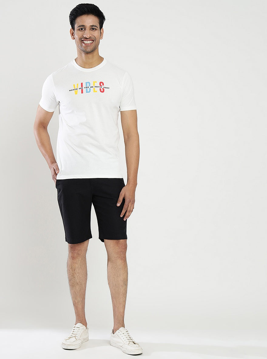 White Printed Slim Fit T-Shirt | pehervi