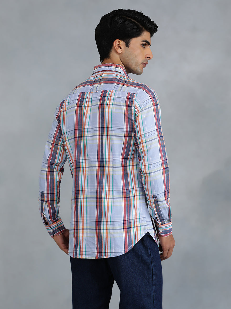 Purple Checked Slim Fit Casual Shirt | pehervi