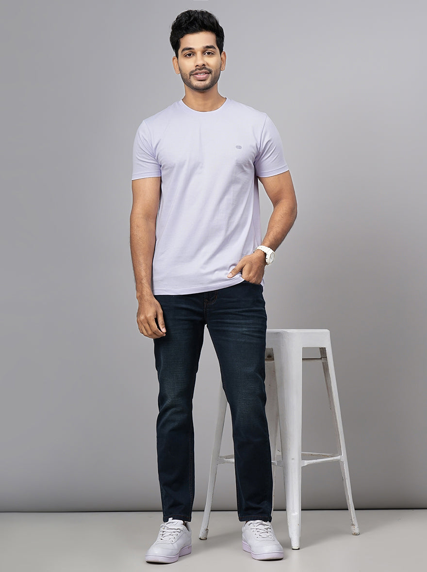 Purple Solid Slim Fit T-Shirt | pehervi