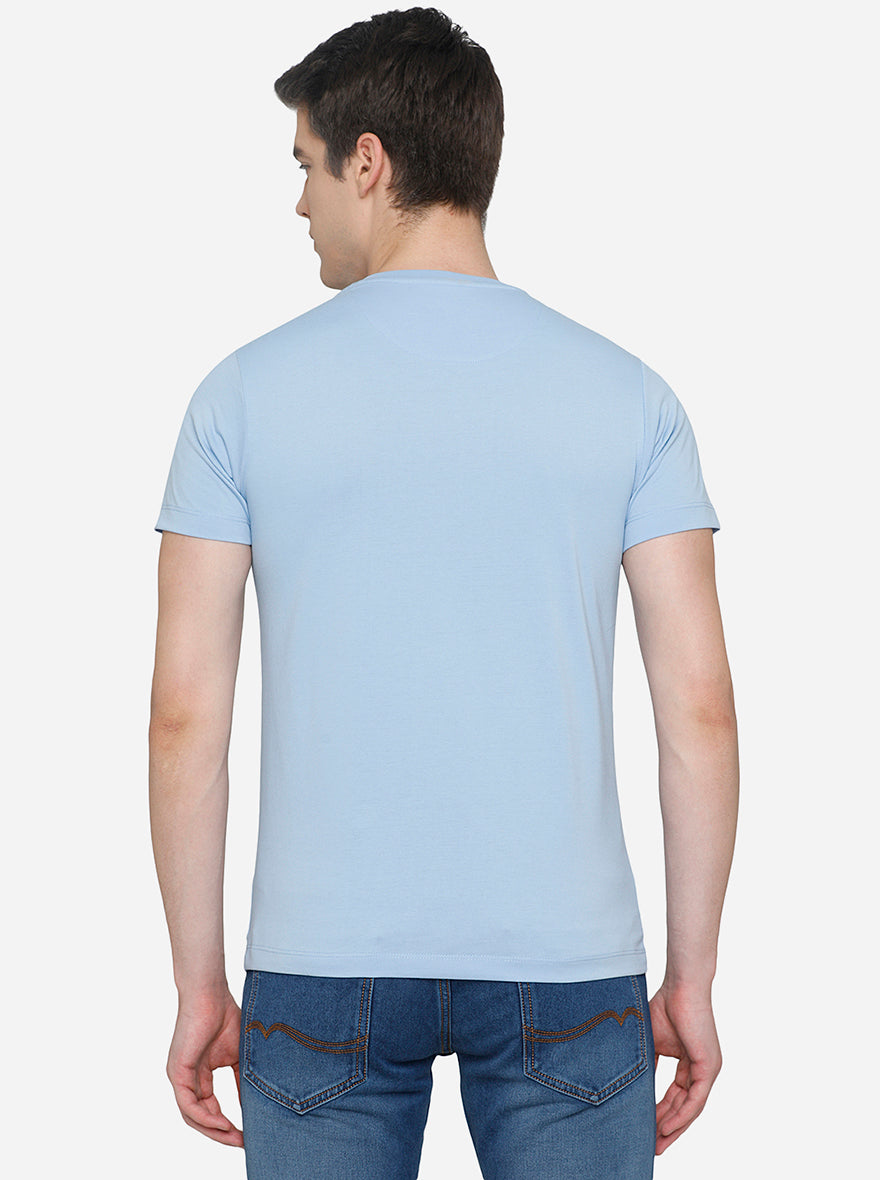 Powder Blue Solid Slim Fit T-Shirt | pehervi