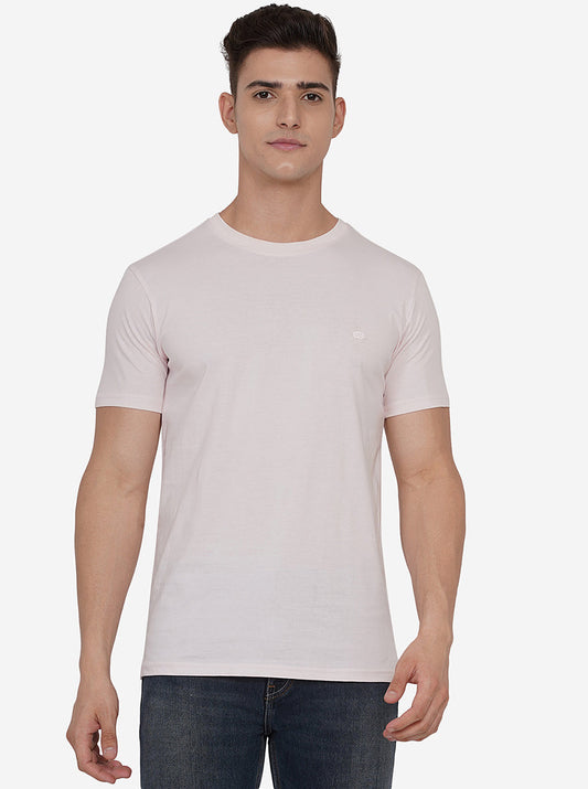 Delicacy Pink Solid Slim Fit T-Shirt | pehervi