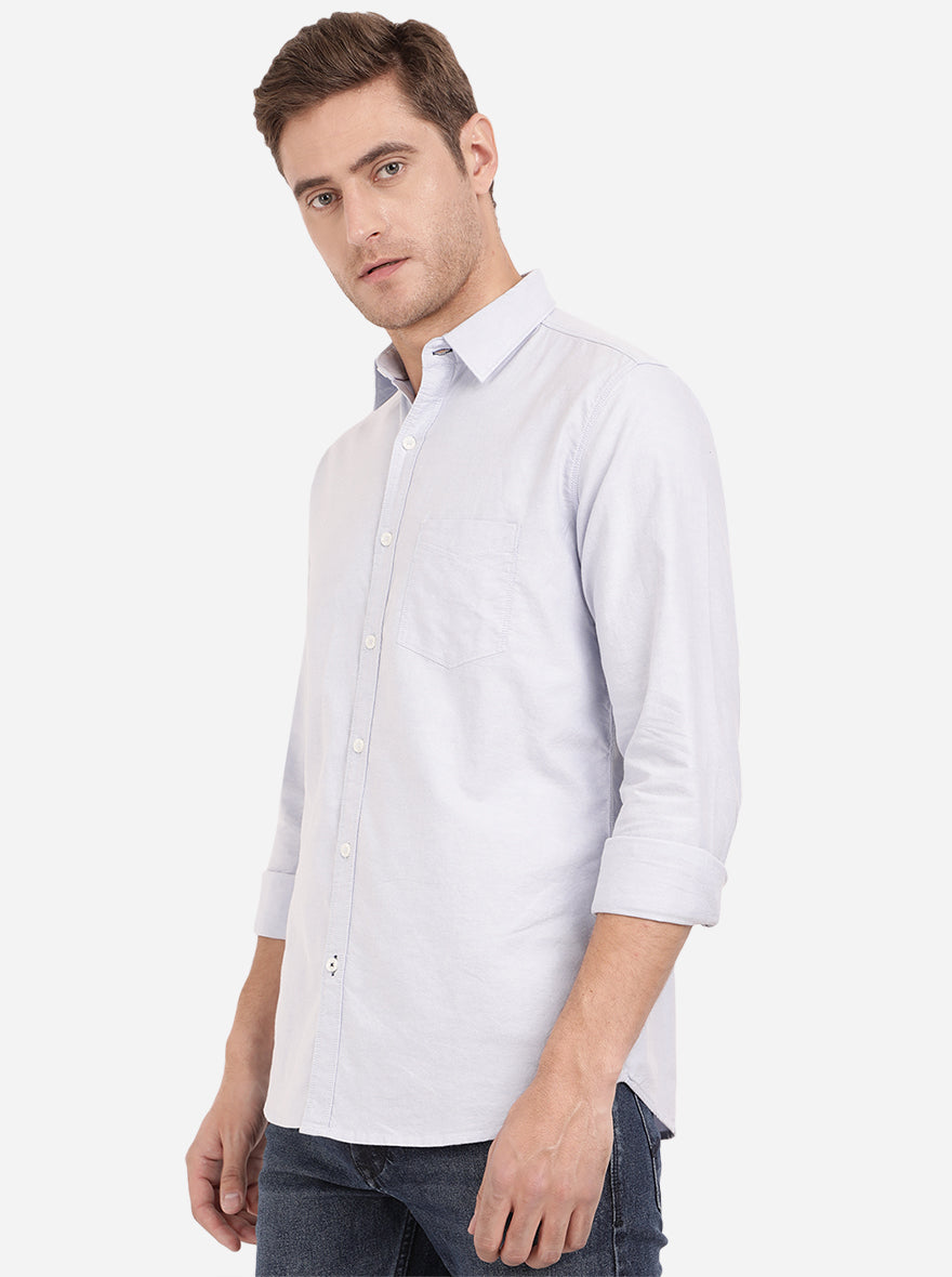 Powder Blue Solid Slim Fit Semi Casual Shirt | Pehervi