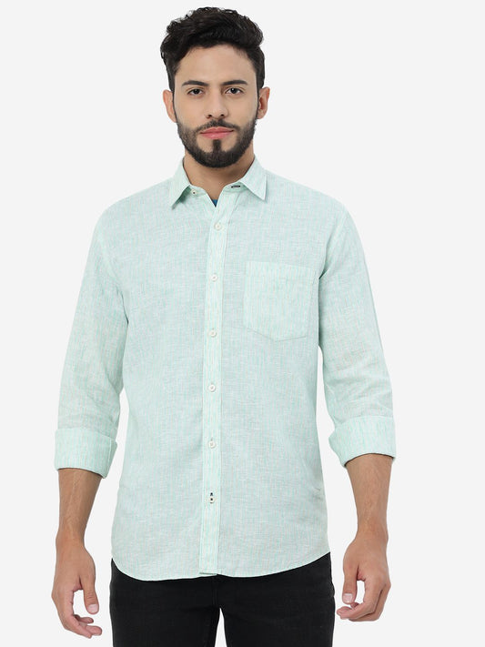 Brook Green Striped Slim Fit Semi Casual Shirt | Pehervi