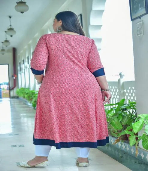 Rayon Geometric Print A-Line Kurta