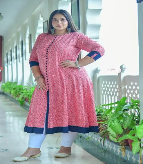 Rayon Geometric Print A-Line Kurta