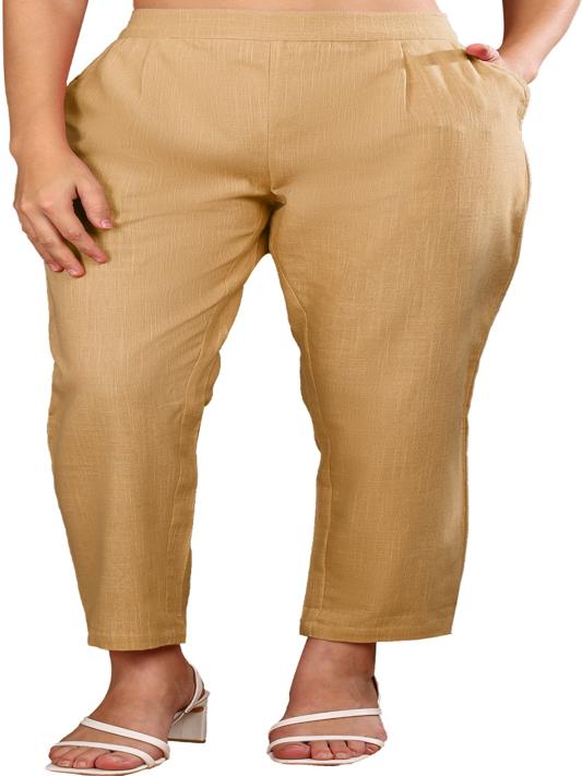 Cotton Slub Regular Fit Casual Trouser Pants with Pocket