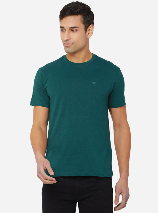 Dark Green Solid Slim Fit T-Shirt | pehervi